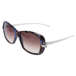 Pre Owned Cartier Blue Tortoiseshell/ Brown Gradient Panthère Wild de Cartier Square Sunglasses
