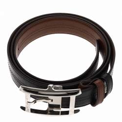 Pre Owned Cartier Dark Brown Leather Buckle Belt 120 CM