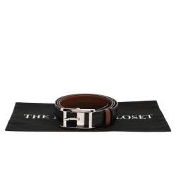 Pre Owned Cartier Dark Brown Leather Buckle Belt 120 CM
