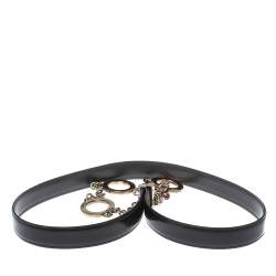 Pre Owned Cartier Black Leather Chain Belt 95CM
