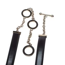 Pre Owned Cartier Black Leather Chain Belt 95CM