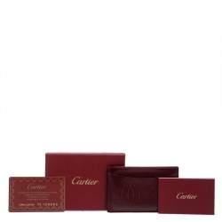 Pre Owned Cartier Red Glazed Leather Happy Birthday Single Card Holder