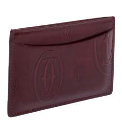 Pre Owned Cartier Red Glazed Leather Happy Birthday Single Card Holder