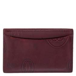 Pre Owned Cartier Red Glazed Leather Happy Birthday Single Card Holder
