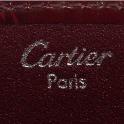 Pre Owned Cartier Red Glazed Leather Happy Birthday Single Card Holder