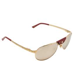 Pre Owned Cartier Gold Tone/ Gold Mirrored Santos-Dumont Aviator Sunglasses