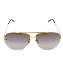 مملوكة مسبقًا نظارة شمسية كارتييه بانتر دو كارتييه افياتور غرادينت أسود و ذهبي 