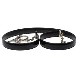 Pre Owned Cartier Black Leather Chain Belt 95CM