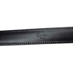 Pre Owned Cartier Black Leather Chain Belt 95CM