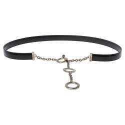 Pre Owned Cartier Black Leather Chain Belt 95CM