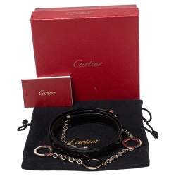 Pre Owned Cartier Black Leather Chain Belt 95CM