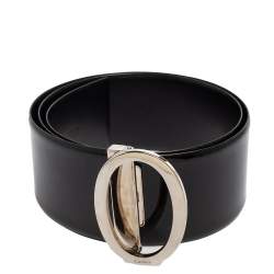 Pre Owned Cartier Black Patent Leather Oval Buckle Waist Belt 90CM