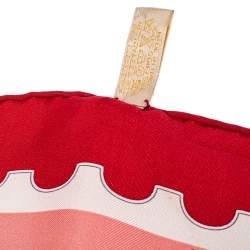 Pre Owned Cartier Red Travel & Stamps Printed Square Silk Scarf