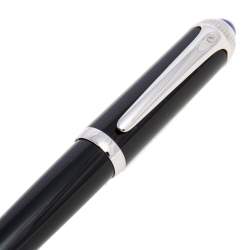 Pre Owned Cartier R De Cartier Black Resin Palladium Finish Ballpoint Pen