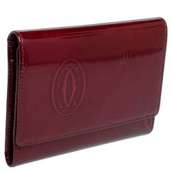 Pre Owned Cartier Burgundy Patent Leather Happy Birthday Passport Holder