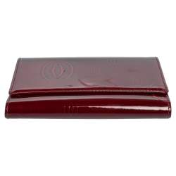 Pre Owned Cartier Burgundy Patent Leather Happy Birthday Passport Holder