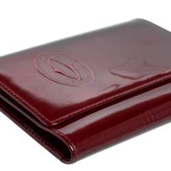 Pre Owned Cartier Burgundy Patent Leather Happy Birthday Passport Holder