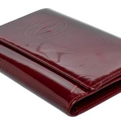 Pre Owned Cartier Burgundy Patent Leather Happy Birthday Passport Holder