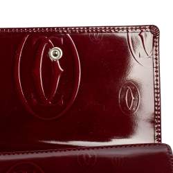 Pre Owned Cartier Burgundy Patent Leather Happy Birthday Passport Holder