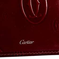 Pre Owned Cartier Burgundy Patent Leather Happy Birthday Passport Holder