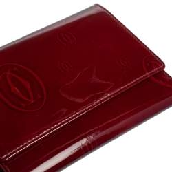 Pre Owned Cartier Burgundy Patent Leather Happy Birthday Passport Holder