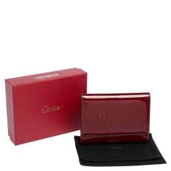 Pre Owned Cartier Burgundy Patent Leather Happy Birthday Passport Holder