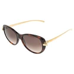 Cartier Brown Acetate Gold Tone Metal Panthere De Cartier Gradient Sunglasses
