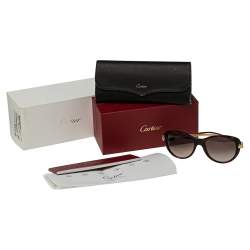 Cartier Brown Acetate Gold Tone Metal Panthere De Cartier Gradient Sunglasses