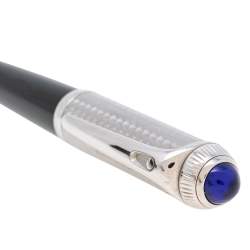 Pre Owned Cartier R De Cartier Palladium Finish Black Composite BallPoint Pen