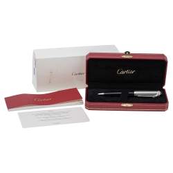 Pre Owned Cartier R De Cartier Palladium Finish Black Composite BallPoint Pen