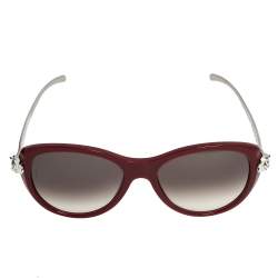 Pre Owned Cartier Burgundy/ Grey Gradient Panthere Wild Cat Eye Sunglasses