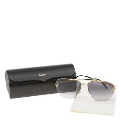 Pre Owned Cartier Grey Panthere De Gradient Aviator Sunglasses