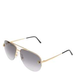 Pre Owned Cartier Grey Panthere De Gradient Aviator Sunglasses