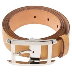 Pre Owned Cartier Tan Leather Buckle Belt