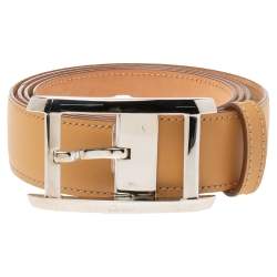 Pre Owned Cartier Tan Leather Buckle Belt