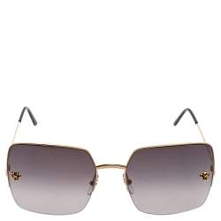 Pre Owned نظارة شمسية كارتييه CT0121S سوداء متدرجة بنمط كبير