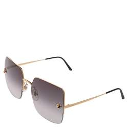 Pre Owned نظارة شمسية كارتييه CT0121S سوداء متدرجة بنمط كبير