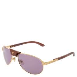 مملوكة مسبقًا نظارة شمسية كارتييه سانتوس دومون أفياتور ذهبي اللون / بني