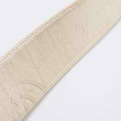 Pre Owned Cartier Gold Leather Happy Birthday Logo Plaque Wide Belt