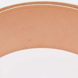 Pre Owned Cartier Gold Leather Happy Birthday Logo Plaque Wide Belt