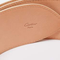 Pre Owned Cartier Gold Leather Happy Birthday Logo Plaque Wide Belt