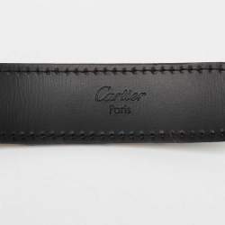 Pre Owned Cartier Brown/Black Leopard Print Calfhair Skinny Belt 85 CM