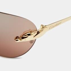 مملوكة مسبقًا Cartier Gold Tone/Brown Gradient Panthère de Cartier Rimless Sunglasses