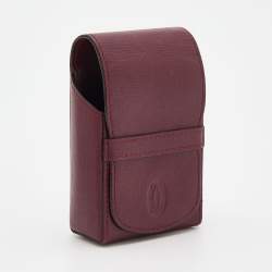 Pre Owned Cartier Burgundy Leather Must de Cartier Business Card Holder