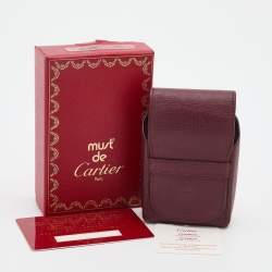 Pre Owned Cartier Burgundy Leather Must de Cartier Business Card Holder