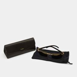 Pre Owned نظارة شمسية كارتييه سي ديكور135B بني/ذهبي بلا إطار