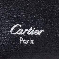 Pre Owned Cartier Black Leather 6 Key Ring C Decor Wallet