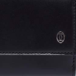 Pre Owned Cartier Black Leather 6 Key Ring C Decor Wallet