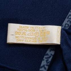 Pre Owned Cartier Blue Panther Printed Square Silk Scarf