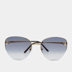 Pre Owned Cartier Blue/Gold Gradient Panthere De Cartier Aviator Sunglasses
